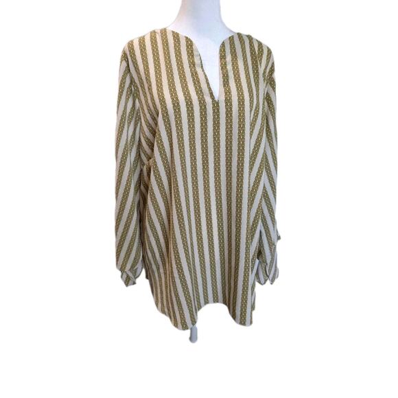 Michael Kors Women's Size 2X Chain Link Print Designer Tunic Blouse Shirt Top - Picture 1 of 13